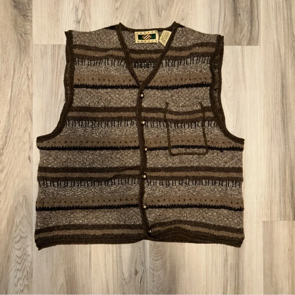 VTG lambswool rustic striped grandpacore cabin core vest MENS striped